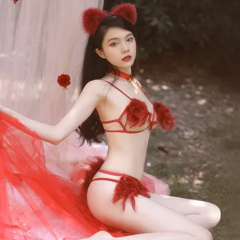 JIMIKO mačka žena kostým podprsenka Kawaii cosplay sexy mačka dievča oblečenie, erotické zvádzanie pár sexuálne priesvitný set spodnej bielizne, porno, kostýmy 2022 2