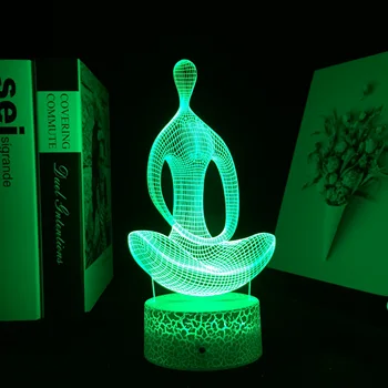 Jóga Abstrakt Ľudské Telo 3D LED Nočné Svetlo Dotyk Diaľkové Farebné Akrylové Stolové Svietidlo pre Narodeninám Miestnosti Atmosféru Dekor 1