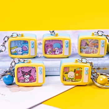 Kawaii Hellokitty Mymelody Kuromi Cinnamoroll Tvorivé TELEVÍZIA Cartoon Sanrio Vzor LED Zvuk, Svetlo Keychain Hračka Simulácia TV Darček 8