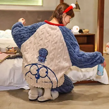 Kawaii Japonskom Anime Pyžamá Pre Ženy Roztomilý Zime Teplé Femme Pijama Mujer 2 Kusy Flanelové Pyžamo Sleepwear Cartoon Vianoce 17