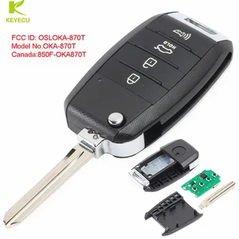 KEYECU Nahradenie Flip Diaľkové Auto príveskom, 3+1 Tlačidlo pre Kia Forte 2013 - 2016 FCC ID: OSLOKA-870T Model Č.OKA-870T 9