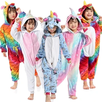 Kigurumi Pyžamo Jednorožec Deti Zvierat Deti Pyžamá pre Chlapcov, Dievčatá Kostým Detské Pyžamá Deti Licorne Onesies Zimné Sleepwear 12
