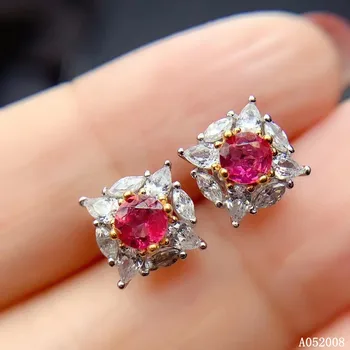 KJJEAXCMY jemné šperky 925 sterling silver vykladané prírodné ružové topaz ušné štuple luxusné dámske náušnice podporu testovania 18