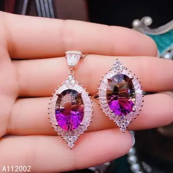 KJJEAXCMY jemné šperky Ametrine 925 sterling silver ženy drahokam prívesok náhrdelník reťazca krúžok nastavte módne hot predaj 6
