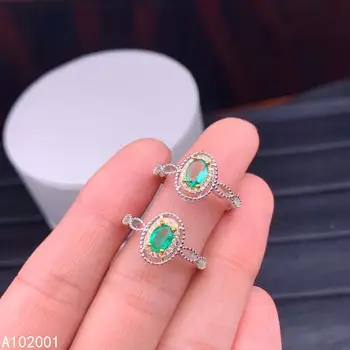 KJJEAXCMY jemné šperky prírodné Emerald 925 sterling silver nové nastaviteľné drahokam ženy krúžok podporu test klasické módy 16