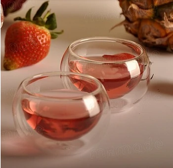 Kolo pohára dvojvrstvové sklo pohár priehľadný sklenený kung fu pohár 50ml kvet šálku čaju 4pcs/set 12