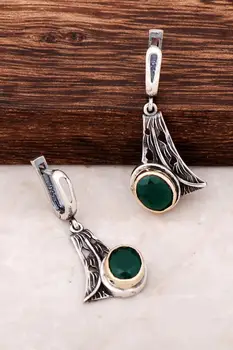 Koreň Emerald Drahokam Ručne vyrábané Strieborné Náušnice 4303 Vysoko Kvalitné Ručne Vyrobený Originál Filigránske Strieborné Šperky Darček pre Ženy 10