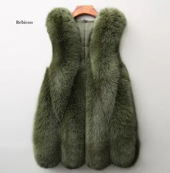 Kožušiny Vesta ženy outwear bunda teplá pokryté tlačidlo faux kožušiny zimný kabát ženy jednofarebné bez rukávov vestidos 3
