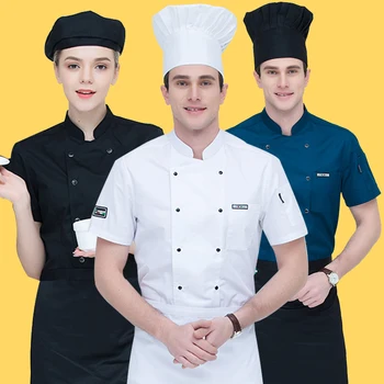 kuchár uniformy krátke rukávy kuchár oblečenie pánske bundy je priedušná letné pracovné oblečenie kuchyne, reštaurácie, pekáreň stravovacie služby 1
