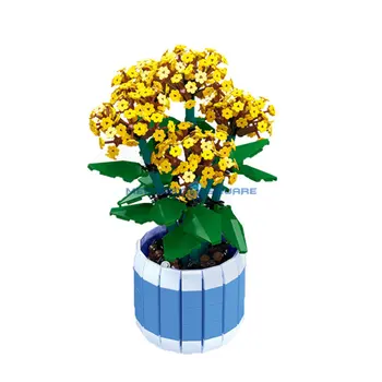 Kvet Črepníkové Rastliny Žltá Jonquile MOC 92364 Vnútorné a Office Dekor Dekorácie Stavebné kamene, Tehly Hračky Pre Dievčatá Dary