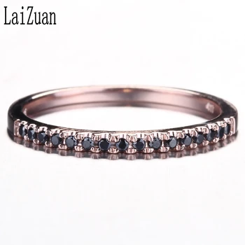 LaiZuan Pevné 10K Rose Gold Certified 0.15 ct Kolo 100% Originálne Black Diamond Výročie Svadobné Kapela Ženy Elegantné jedinečný Krúžok 11