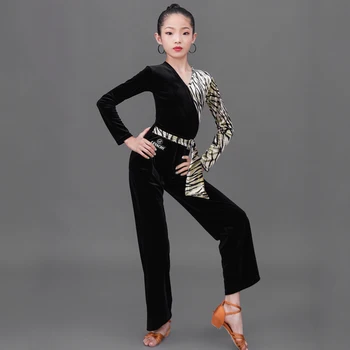 Latinské Tanečné Kostýmy Detí Leopard Tlač Topy A Nohavice latinskej Tanca Praxi Oblečenie Dievčatá latinskej Výkon Šaty DQS7874 12