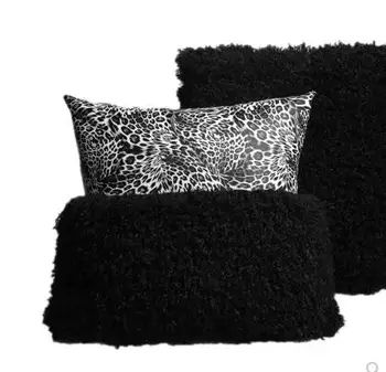 Leopard imitácia kože čierna srsť obliečka na vankúš vankúš sofa hodiť vankúš operadlo, sedák prípade domácností dekor 5