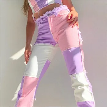 Letné dámske nový high-v strede zúžený farby zodpovedajúce slim street fashion all-zápas slim džínsy 1