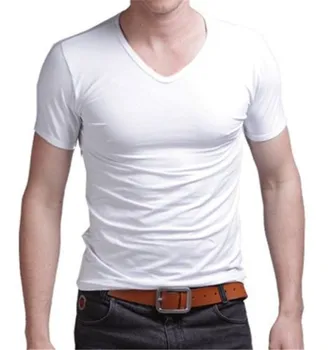 Letné Muži T-Shirts Ležérne Módne Krátky Rukáv, V-Neck Top Čaj Slim Fit Camisas De Hombre 12