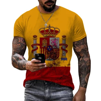 Letné Unisex Španielsku Vlajku a Roztomilý 3D Tlač T-Shirt Mužov Bežné Španielsko Vtipné Tričko Krátky Rukáv Tlač 3d Nadrozmerné T Tričko 11