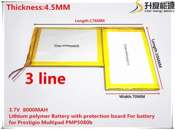 Li-Po 4570106*2 3,7 V 8000mah Lítium-polymérová Batéria s ochranou rada Pre batérie pre Prestigio Mult PMP5080b 7