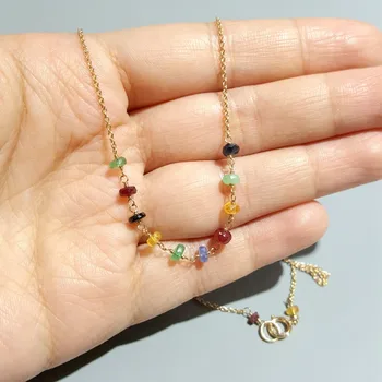 Lii Ji Emerald Ruby, Sapphire Prírodný Drahokam Ručné Elegantné Reťazca Náhrdelník S925 Spona 40 cm/45 cm Jemné Šperky Darček 7