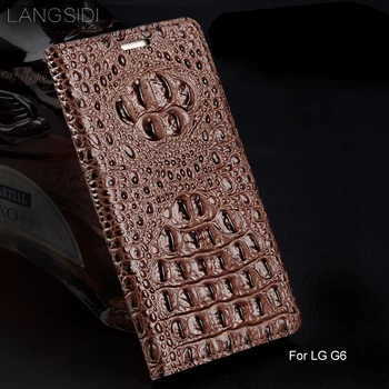Luxusné pravej kože flip telefónu prípade Krokodíla späť textúru Pre LG G5 All-ručné telefón prípade