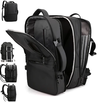 Luxusné Rozšíriteľná Cestovný Batoh Notebook Batohy Anti Theft Black Bagpack Mužov Aktovka USB Muž Taška Batoh Batoh Mužov 10