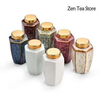 Mini Keramiky Čaj Caddy Puer čaj Čaj Úložný Box Čaj Jar Candy Jar Kontajner Čaj Príslušenstvo pre Domáce Použitie Malé Skladovacie Truhlice 6