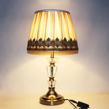 Moderné klasická textílie crystal stôl svetlá vintage E27 LED 220V tvorivé Tabuľka Lampa na Čítanie posteli domov obývacia izba office 10