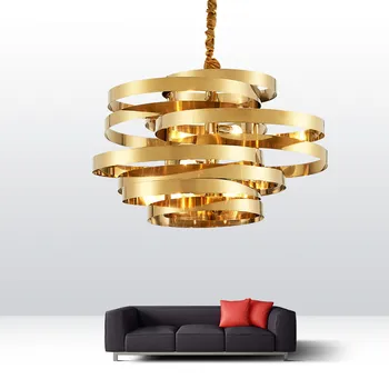 Moderné LED Tornádo Svetiel Prívesok Zlatý Prsteň z Nerezovej Ocele s Príveskom, Lampy Atmosféru Svetla luxusné jedáleň lampa 1