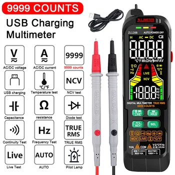 Multimetre Profesionálny Digitálny Multimeter Digitálny 9999 Počíta LCD Multimetro TRMS DC AC Prúd Napätie Kapacitné Diódy Tester 10
