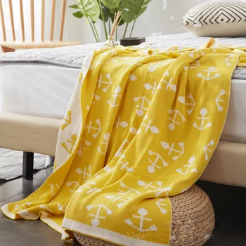 mylb Nový príchod 100% bavlna ručné kvalitný mäkký gauč posteľ, pletená deka pre letné žltá 14