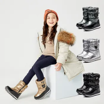 móda deti sneh topánky zip hrubé bavlna topánky, topánky pre 3-17years dieťa chlapci dievčatá Zimné outdoorové topánky, topánky