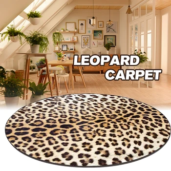 Móda Leopardí Vzor Koberec Na Podlahe 3D Vytlačené Veľké Kobercové Plochy Koberec Obývacia Izba Mäkká Špongia Kúpeľňa Anti-slip Mat Kolo