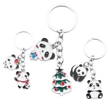 Módne Krásna Čínska Panda Keychain Kovové Lano prívesok na Taška Prívesok Šperky Trinket Mužov Auto Krúžok Polárnych Zvieratá Darček Fu 12