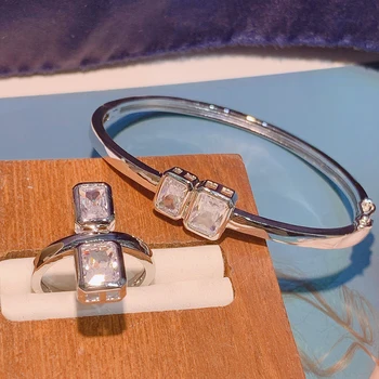 Módne Luxusné Jedinečný Afriky Náramok Náramok Prsteň Pre Ženy, Svadobné Kubický Zirkón Crystal CZ Dubaj Svadobné Šperky Set N-1581