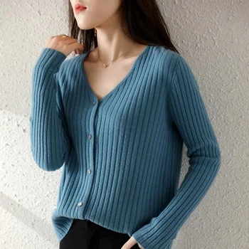 Na jar a na jeseň 2021 cardigan dámske pletené bunda single-breasted sveter voľné kórejský štýl lenivý tvaru blúzka ženy 2
