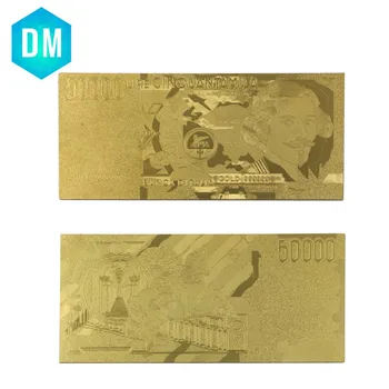 Najlepšia Cena, Taliansko Zlato, Bankovky 50000 Lire Pozlátené Bankoviek v 24K Gold Falošné Papierové Peniaze Na Zber 10pcs/veľa 5