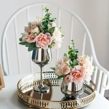 Najnovšie imitácia kytice falošné obývacia izba dekorácie, ozdoby Nordic DOPLNKY, hodvábne kvet tabuľka rose nastaviť kvetinový de 11