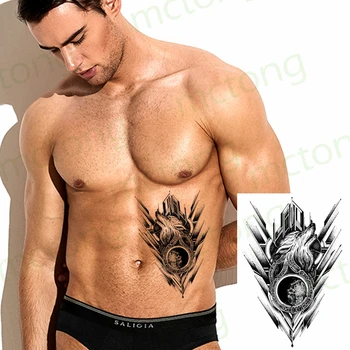 Nepremokavé Dočasné Tetovanie Nálepky Black & White Wolf Budovy Slon Eagle Zvierat Body Art Rameno Falošné Tatto pre Ženy Muži 1