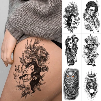 Nepremokavé Dočasné Tetovanie Nálepky Krásy Princezná Zviera Zlého Čarodejnice Starej Školy Flash Tatto Sova Body Art Falošné Tetovanie Ženy Muži 12