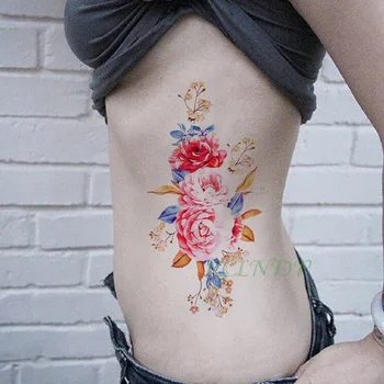 Nepremokavé Dočasné Tetovanie Nálepky, kvet ruže, pivónia tatto nálepky flash tetovanie falošné tetovanie tatouage pre dievča ženy femme 14