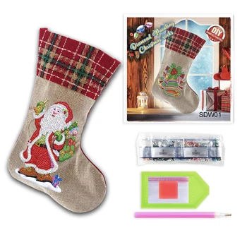 Nové 5D DIY Diamond Maľovanie Vianočných Topánky Vyšívané Bielizeň Vianočné Ponožky Darčeková Taška Candy Bag Vianočné Darčeky 9