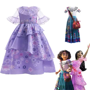 Nové Deti Oblečenie Dievčatá Encanto Madrigal Cosplay Kostým Maškarný Karneval Šaty pre Halloween Princezná Šaty, Oblečenie a Taška 8