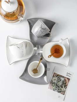 Nové Európskom štýle keramické šálku kávy set, moderný čaj set set, British afternoon tea cup, pohár mlieka, lyžica z nerezovej ocele，príručka