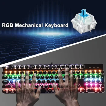 Nové Mechanické Klávesnice Modrá Prepínač RGB Mix Podsvietený Ergonomic Gaming Keyboard 104 Klávesov Káblové USB Klávesnica Pre Notebook PC Gamer 18