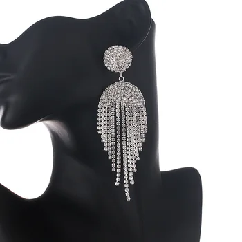 Nový kórejský Luxusné Lesklé Drahokamu Kolo Strapec Prívesok Náušnice Elegantné dámske Módne Náušnice Svadobné Šperky, Darčeky