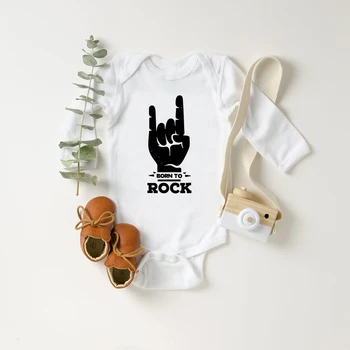 Nový Príchod Detské Oblečenie Rock Biela Bavlna, Dlhý Rukáv Baby Kombinézu Baby Chlapci, Dievčatá Oblečenie Zábavné Rock Detské Oblečenie 3-24M 13