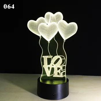 NOVÝ Romantický I LOVE YOU Sladké Srdce Milovníka Balón Farebné 3D USB Lampa Akcie Obrázok Akryl Nočné Svetlo LED Tabuľka Spálňa Decor 8