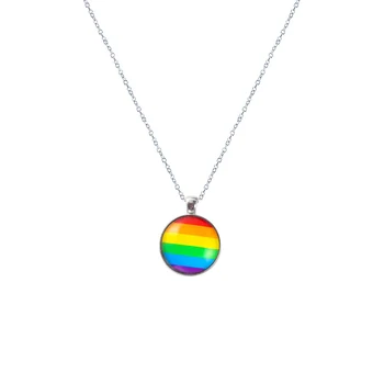 Okrúhly Prívesok Náhrdelník Homosexuálov Dúhový Pride LGBT Šperky Príslušenstvo Náhrdelník pre Ženy, Mužov Milenca Darček 17
