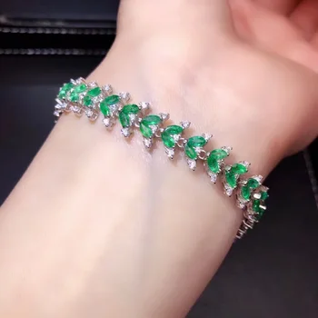 očarujúce zelený smaragd drahokam náramok pre ženy, jemné šperky, strieborné ozdoby skutočný prírodný klenot elegantný náramok darček k narodeninám 13