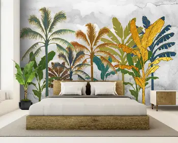 papier peint Moderné nordic abstraktné tropických rastlín, zlaté úľavu linky pozadí steny abstraktných de parede 3d wallpapaper 8