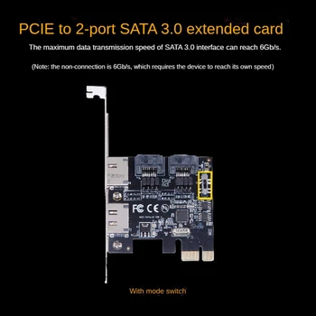 PCI-E SATA Rozširujúca Karta 2 Porty SATA+E SATA Karty Adaptéra ASM1061 PCIE Na SATA3.0 Adaptér Prevodník S Prepínač Režimu 4